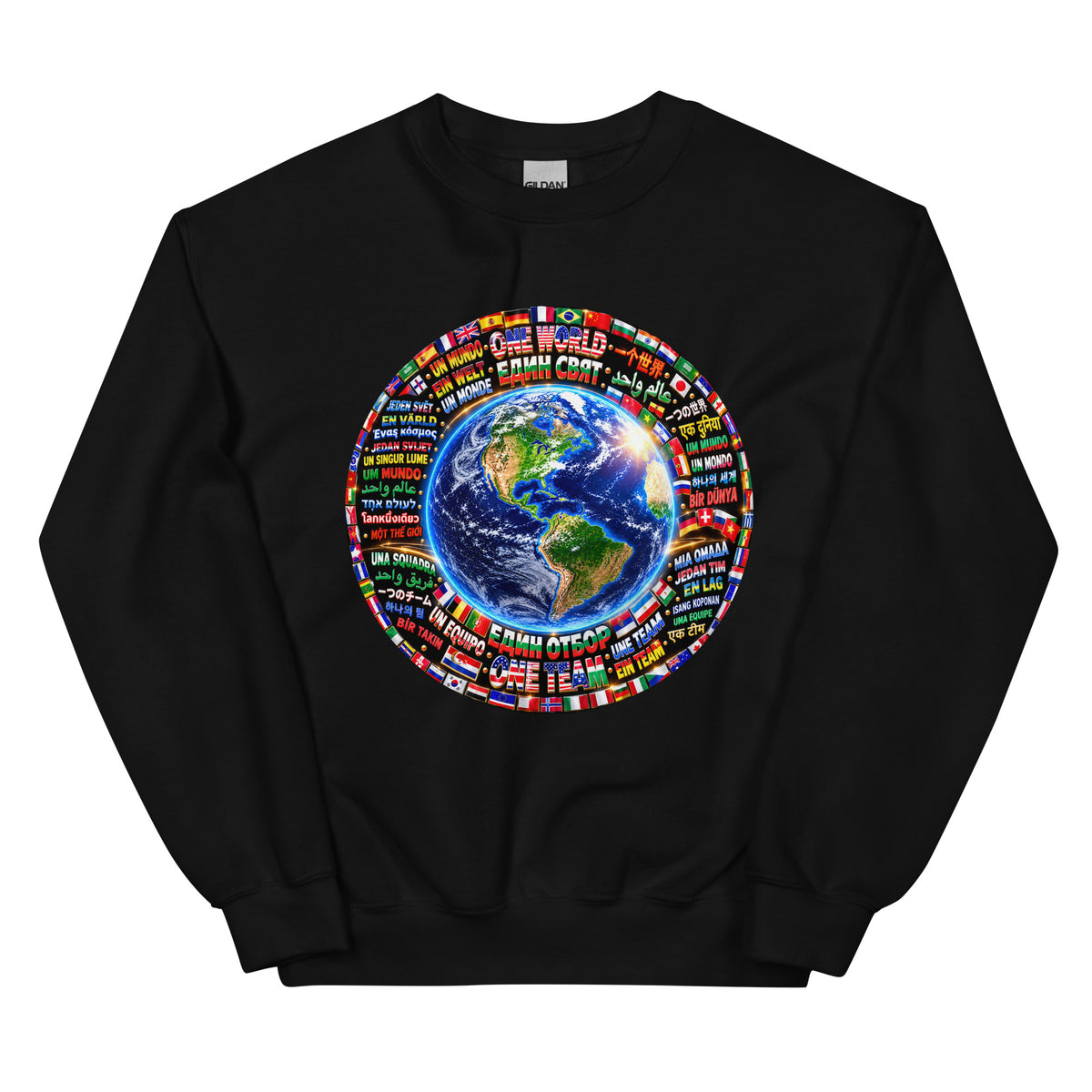 ONE WORLD • ONE TEAM Sweatshirt – Farbe Schwarz, Vorderansicht