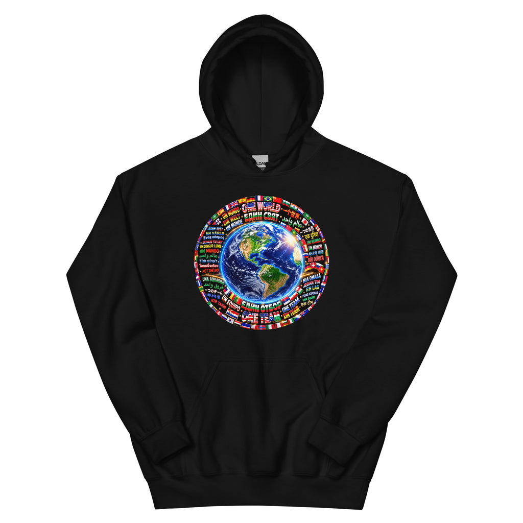 Sudadera con capucha ONE WORLD • ONE TEAM – color negro, vista frontal