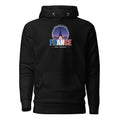 Sweat à capuche FRANCE – Paris & Provence : illustration de monuments, mer et soleil en bleu, blanc, rouge