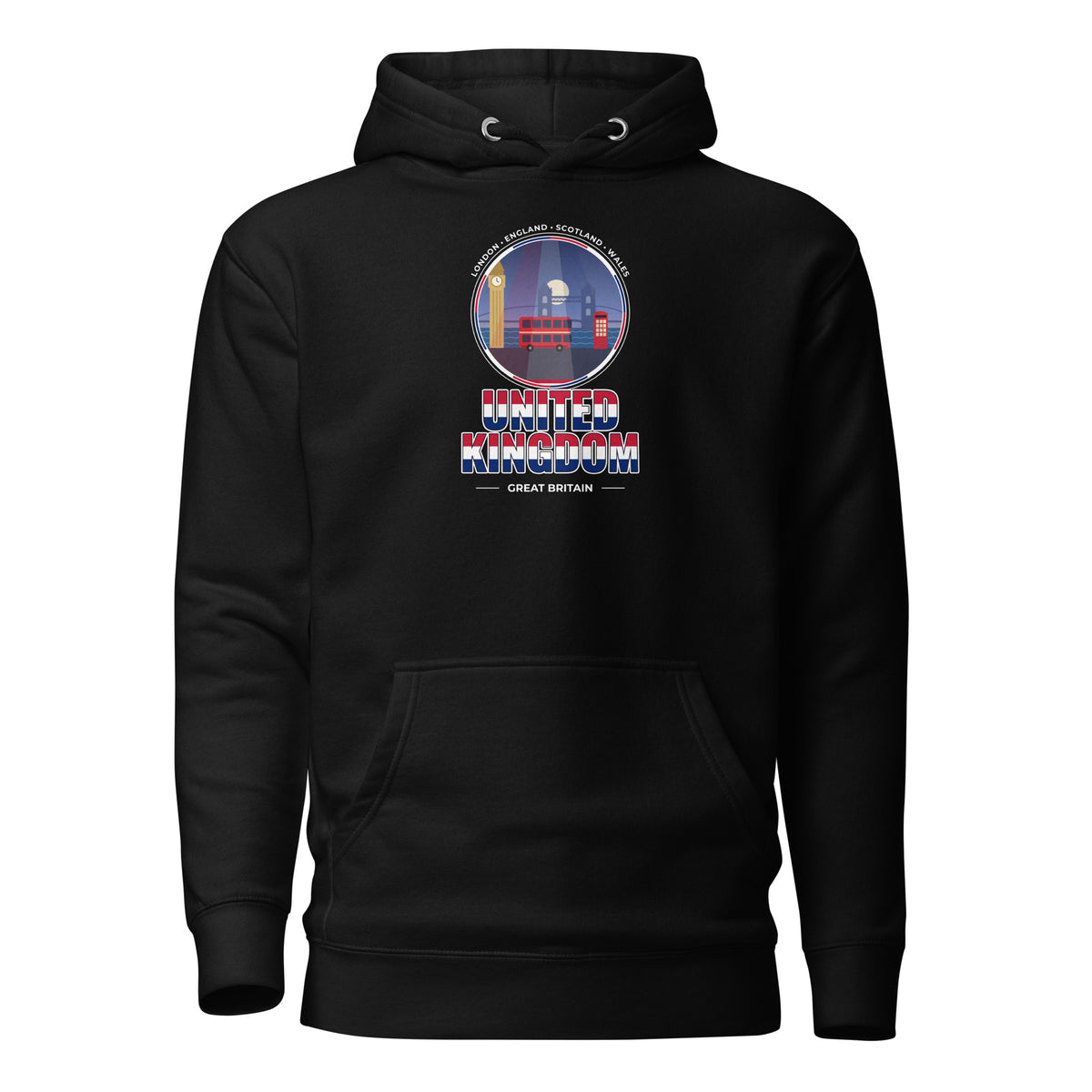 UNITED KINGDOM Hoodie – London, Highlands & Coast, front view