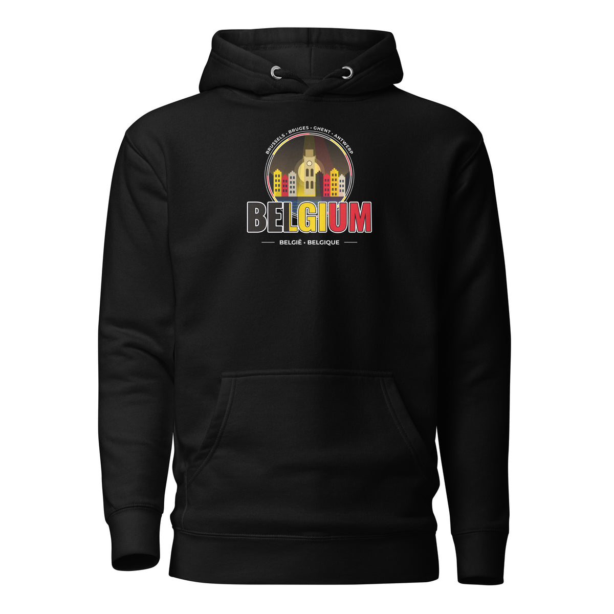 Hoodie BELGIË – Brussel, Brugge & Gent, vooraanzicht