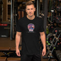 USA T-Shirt – Coast to Coast Road Trip in black, front with red, white and blue road trip illustration