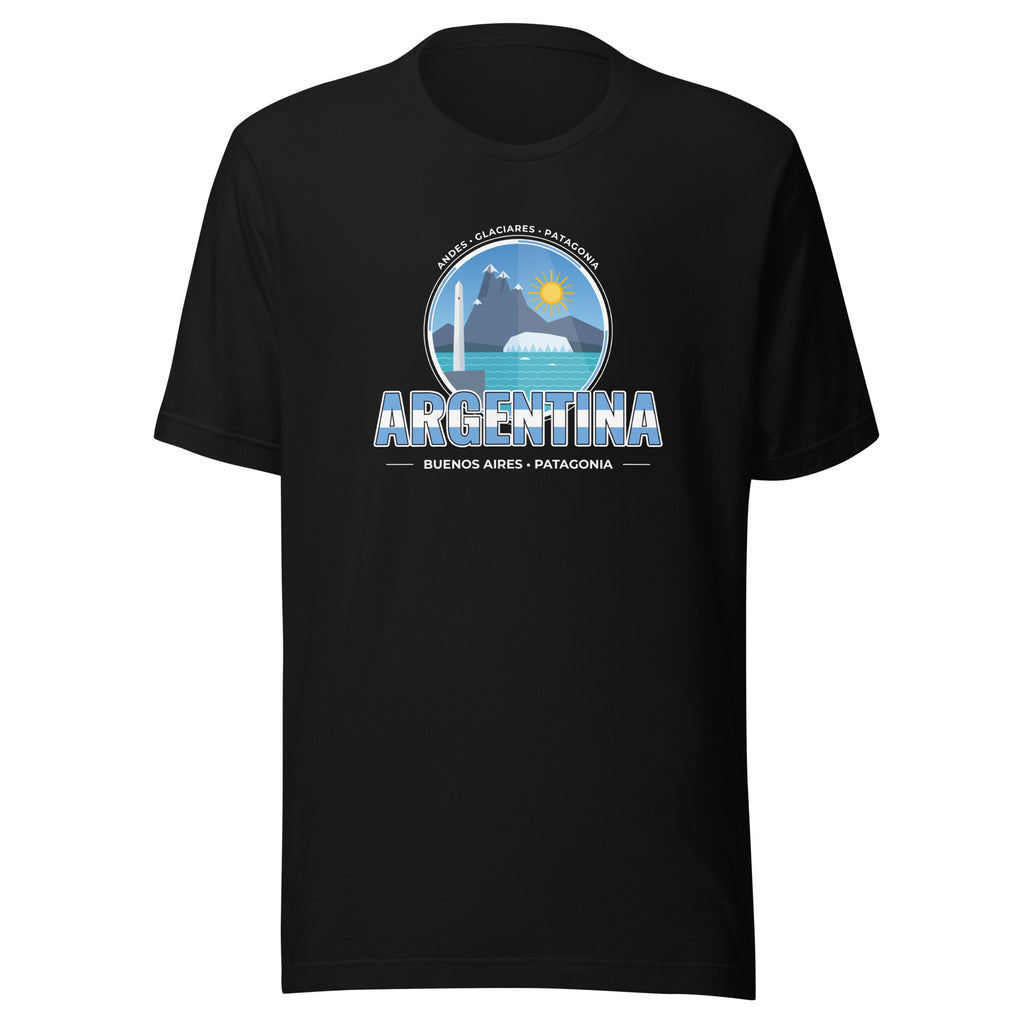Remera ARGENTINA – Buenos Aires, Patagonia e Iguazú, vista de frente
