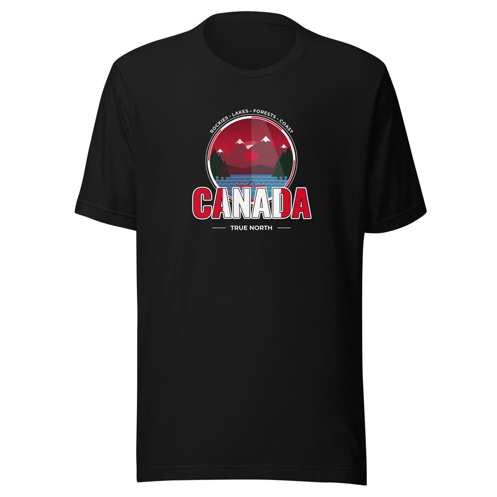 CANADA T-Shirt – Rockies, Lakes & Maple Forests, front view