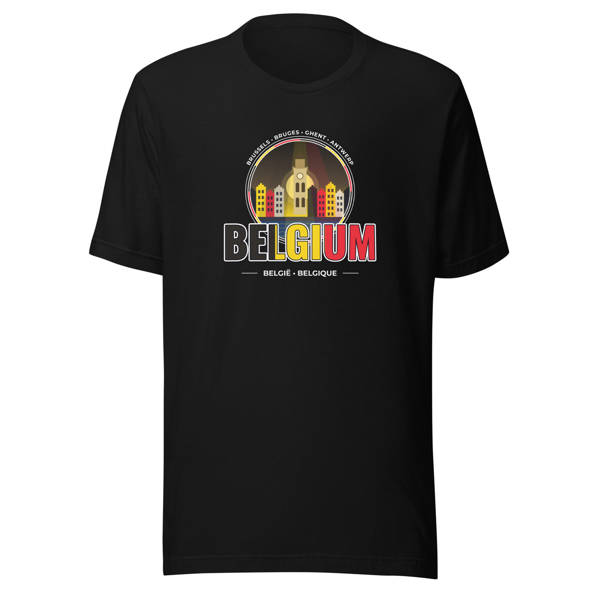 T-shirt BELGIË – Brussel, Brugge & Gent, vooraanzicht