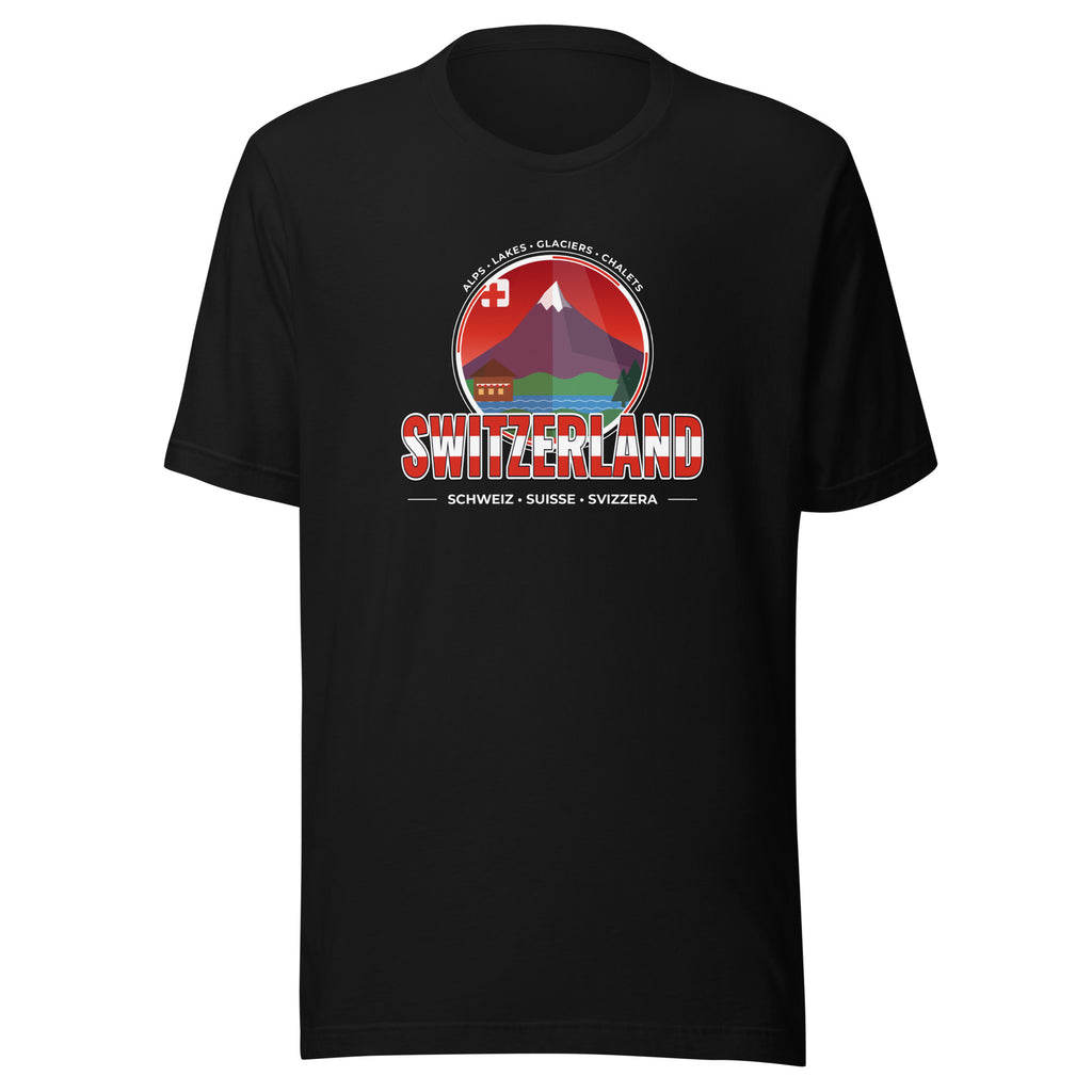 T-Shirt SCHWEIZ – Alpen, Seen & Matterhorn, Vorderansicht