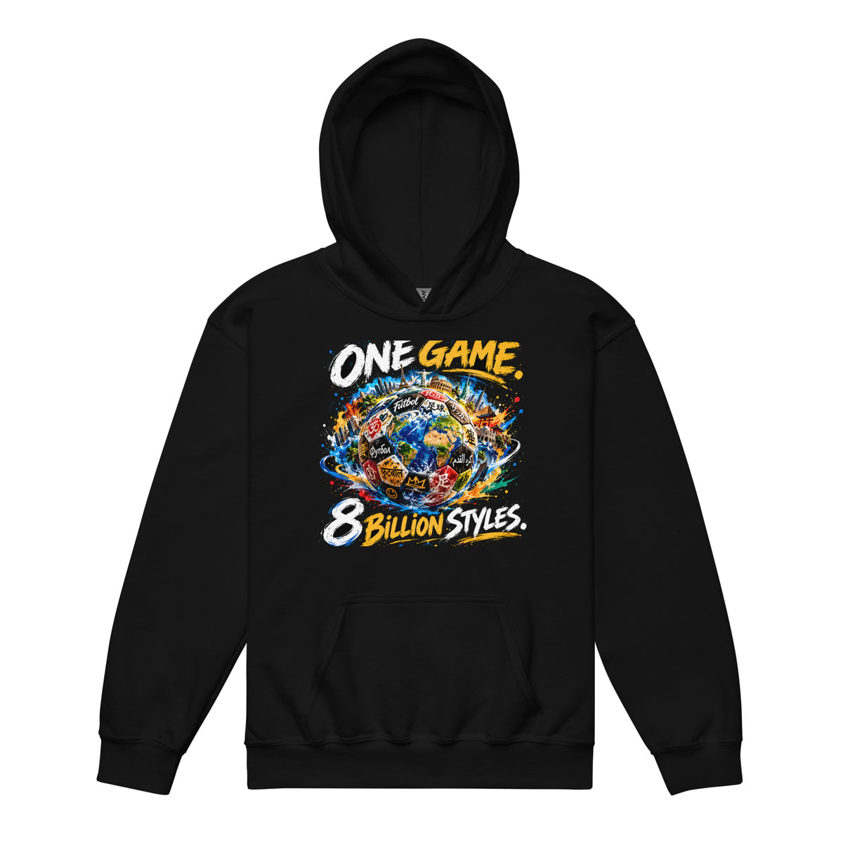 ONE GAME. 8 BILLION STYLES. Kinder-Hoodie – in Schwarz, Vorderansicht