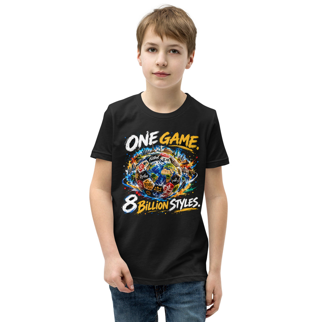 Otroška majica ONE GAME. 8 BILLION STYLES. – v črni barvi, na otroškem modelu