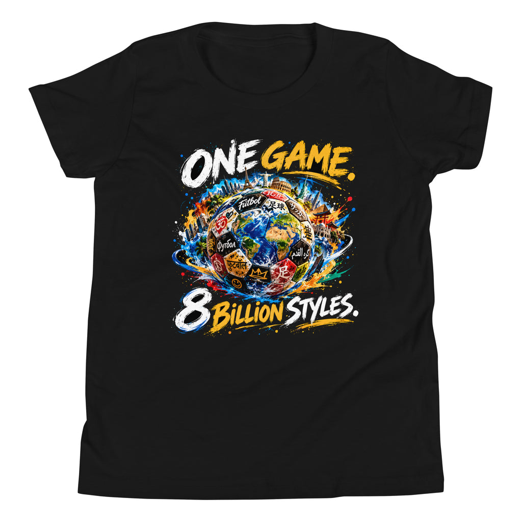 Otroška majica ONE GAME. 8 BILLION STYLES. – v črni barvi, pogled od spredaj